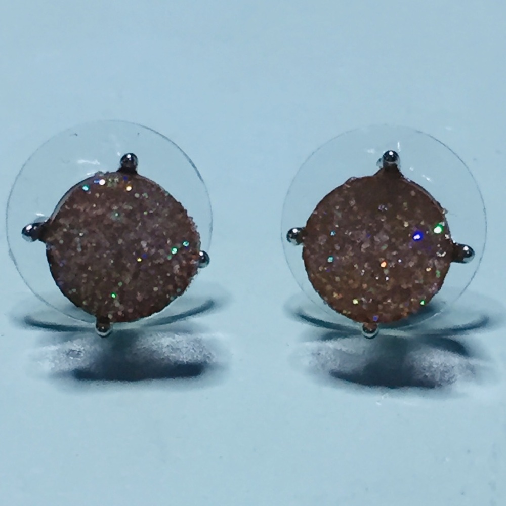 Rose gold gem sterling silver earrings